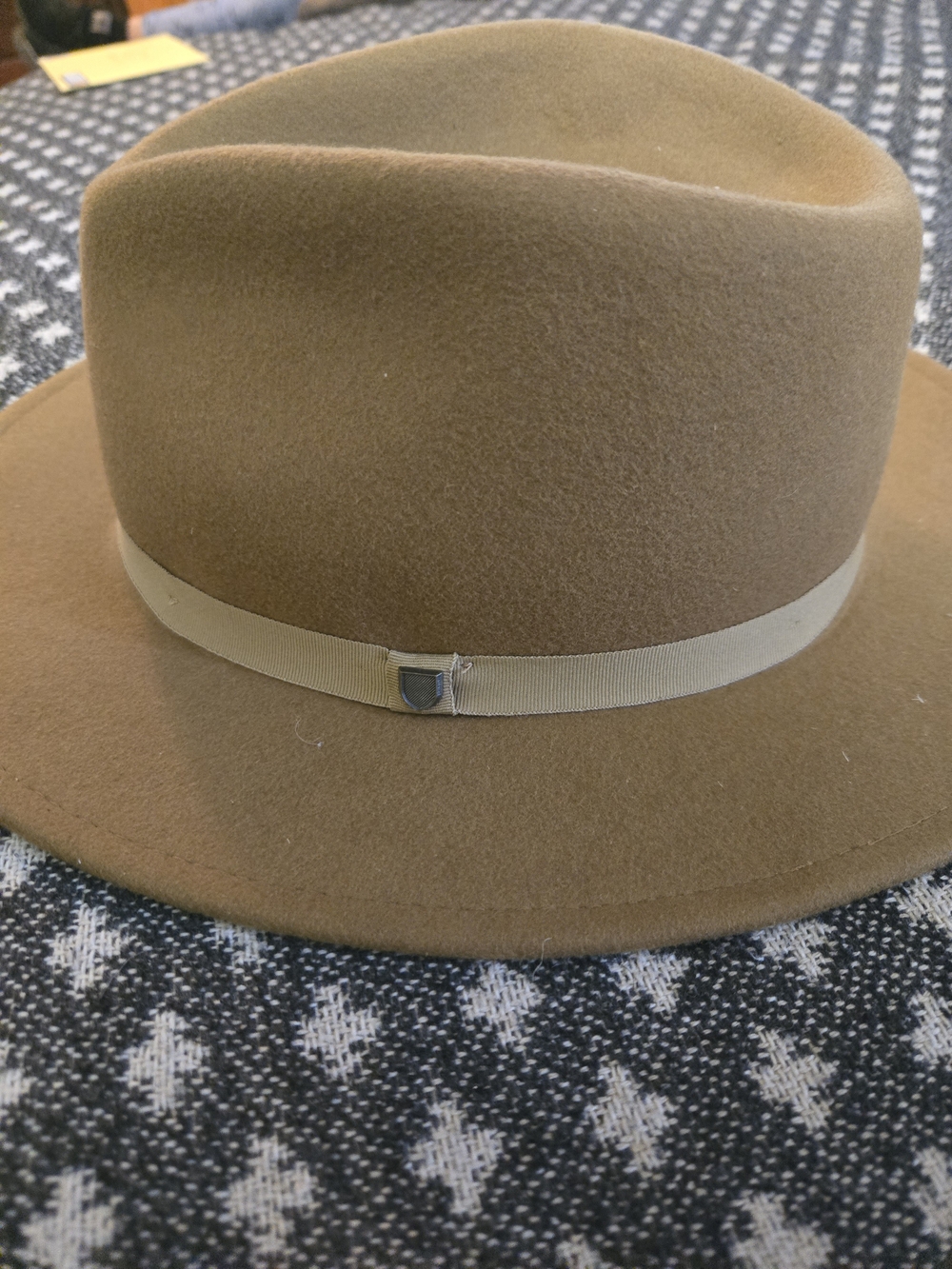 Brixton Camel Brown Wool Felt Fedora with Cream Band